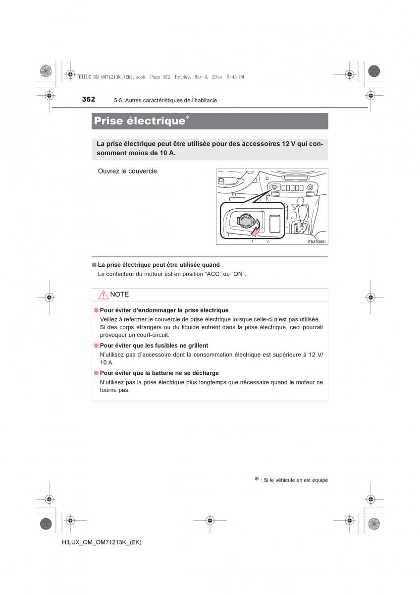 Toyota Hilux VII 7 manuel du proprietaire / page 352