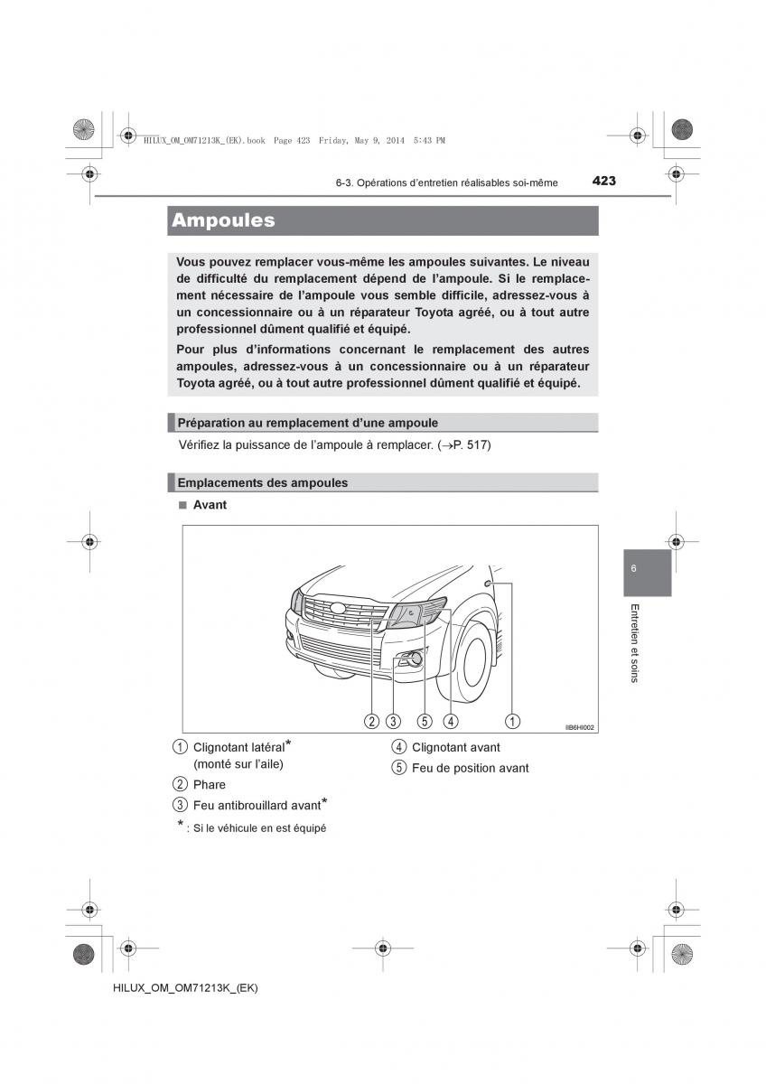 Toyota Hilux VII 7 manuel du proprietaire / page 423