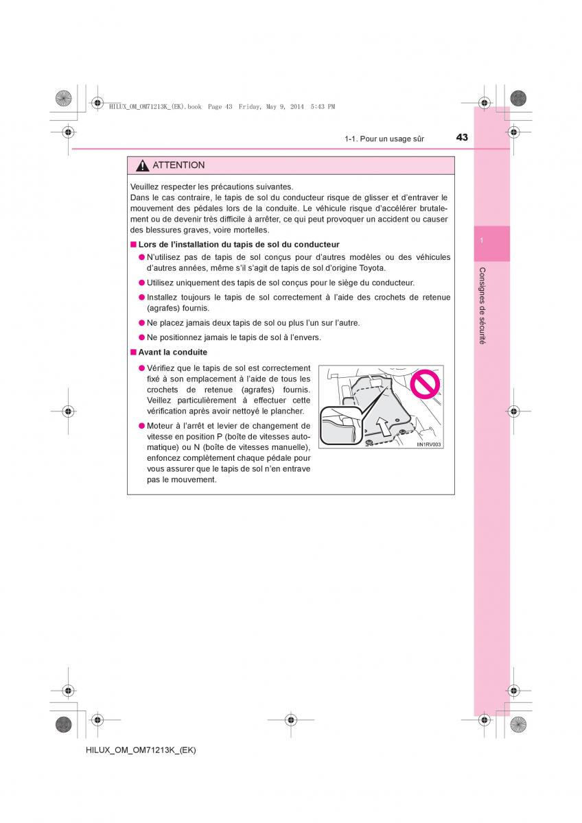 Toyota Hilux VII 7 manuel du proprietaire / page 43