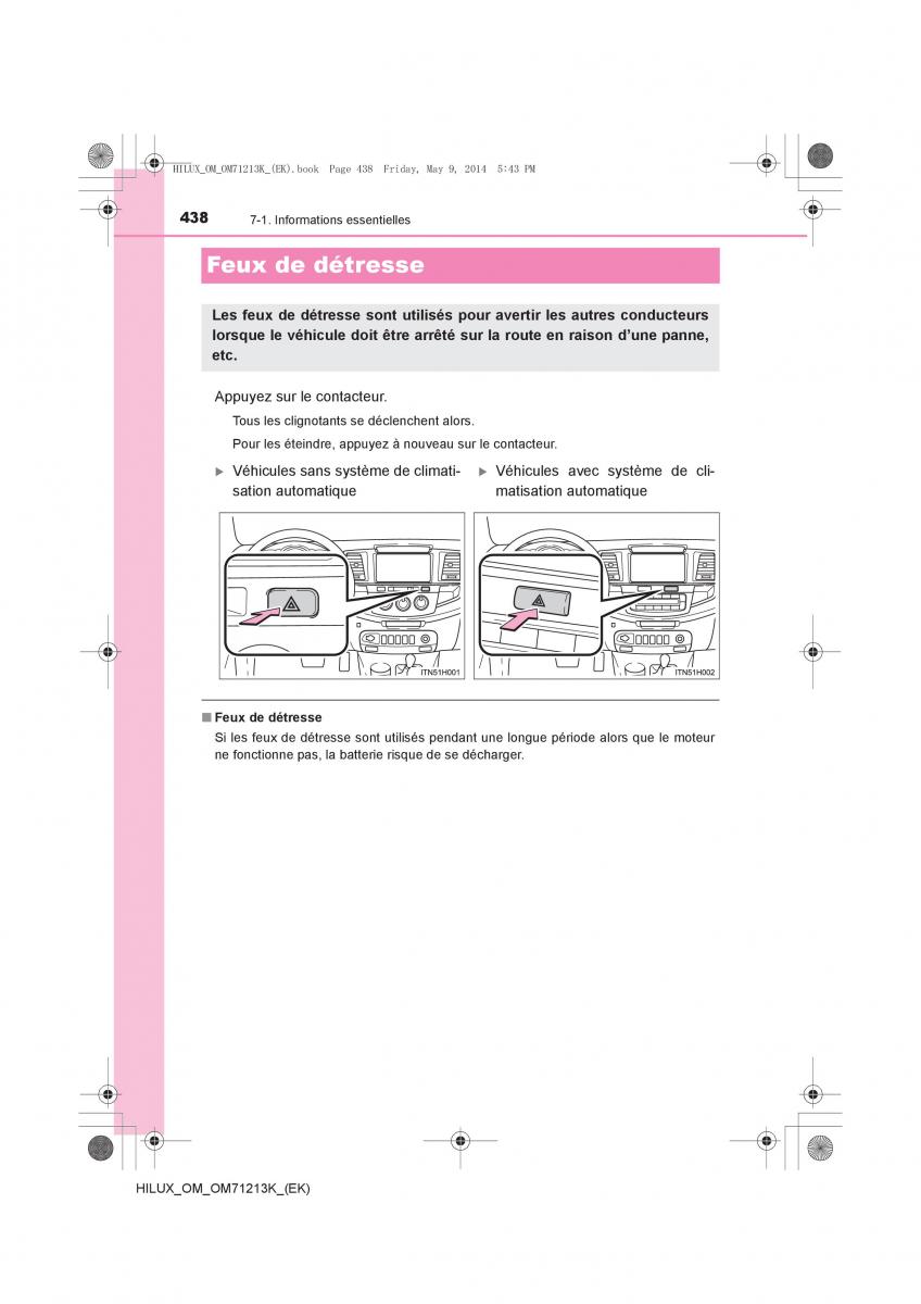 Toyota Hilux VII 7 manuel du proprietaire / page 438