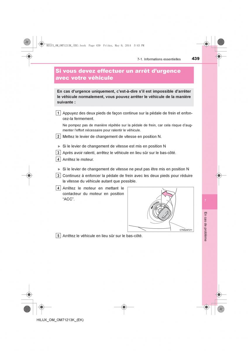 Toyota Hilux VII 7 manuel du proprietaire / page 439