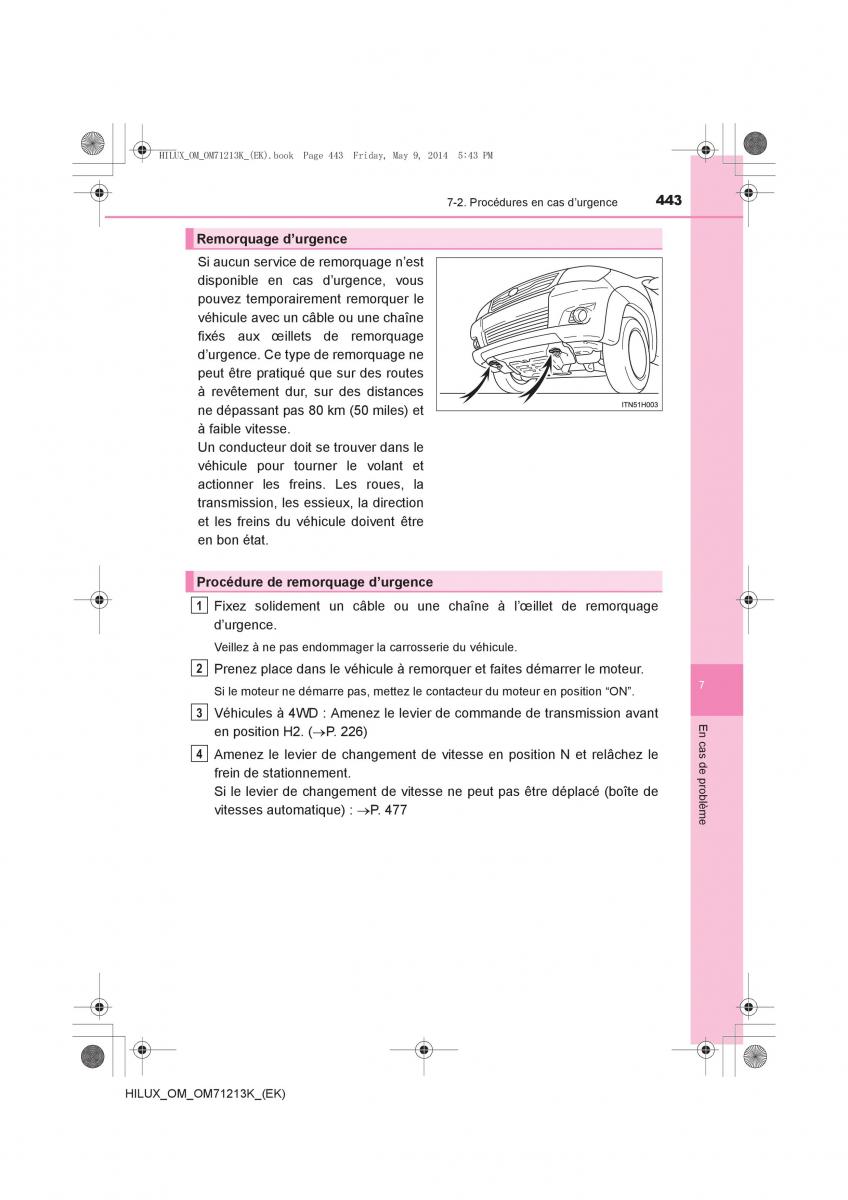 Toyota Hilux VII 7 manuel du proprietaire / page 443