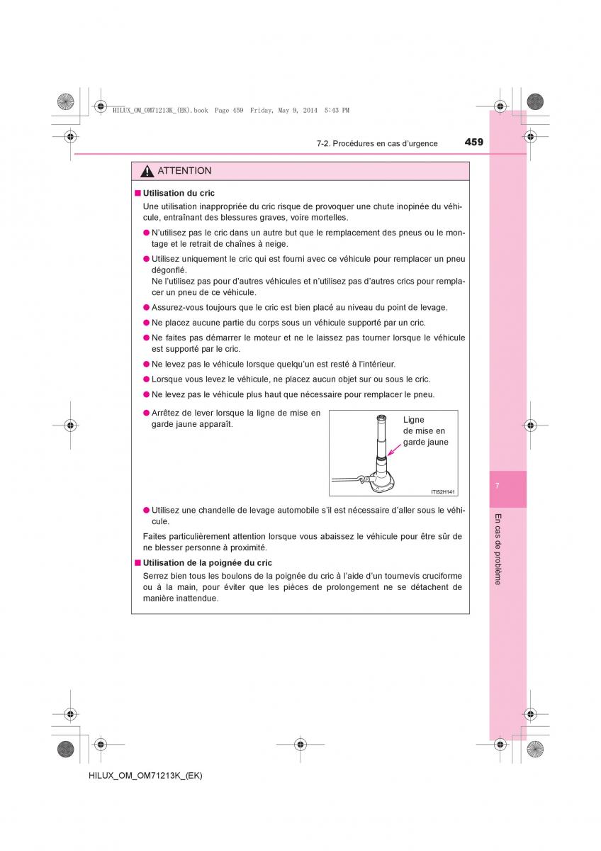 Toyota Hilux VII 7 manuel du proprietaire / page 459