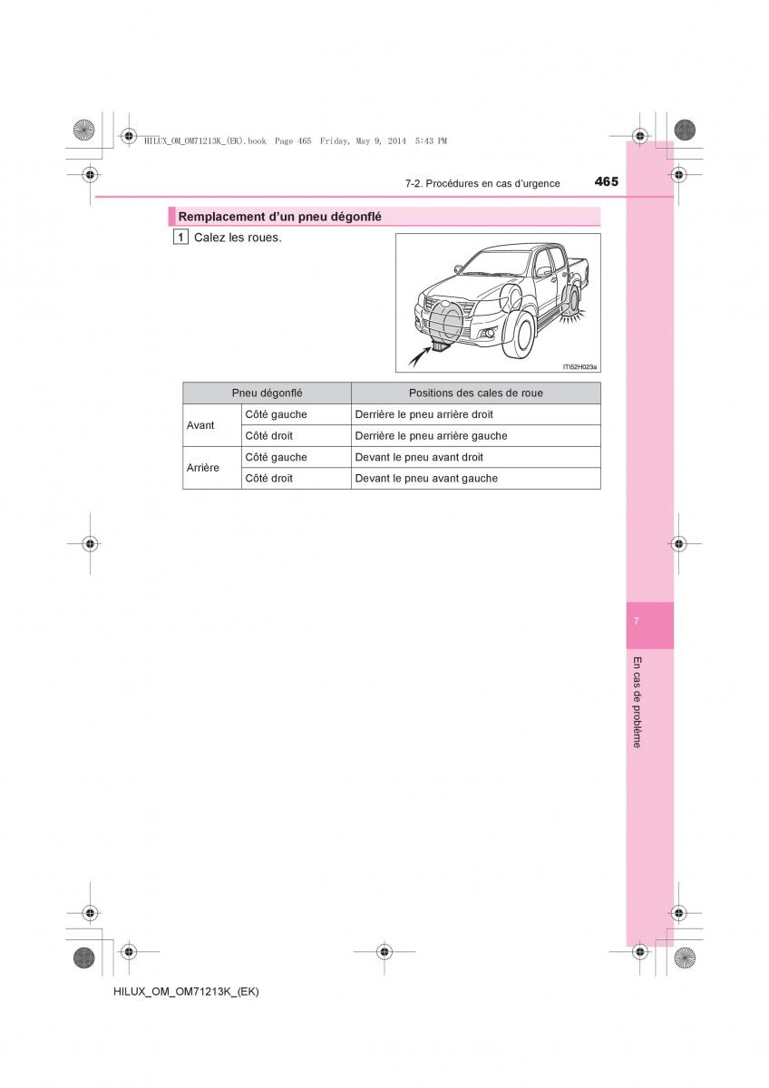 Toyota Hilux VII 7 manuel du proprietaire / page 465