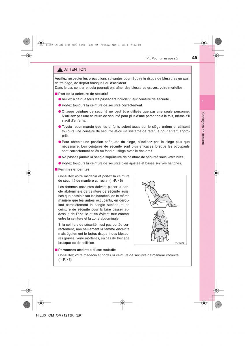 Toyota Hilux VII 7 manuel du proprietaire / page 49