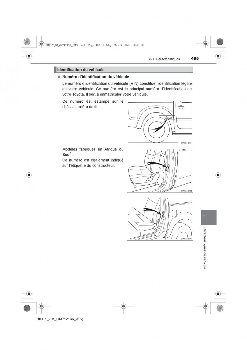 Toyota Hilux VII 7 manuel du proprietaire / page 495