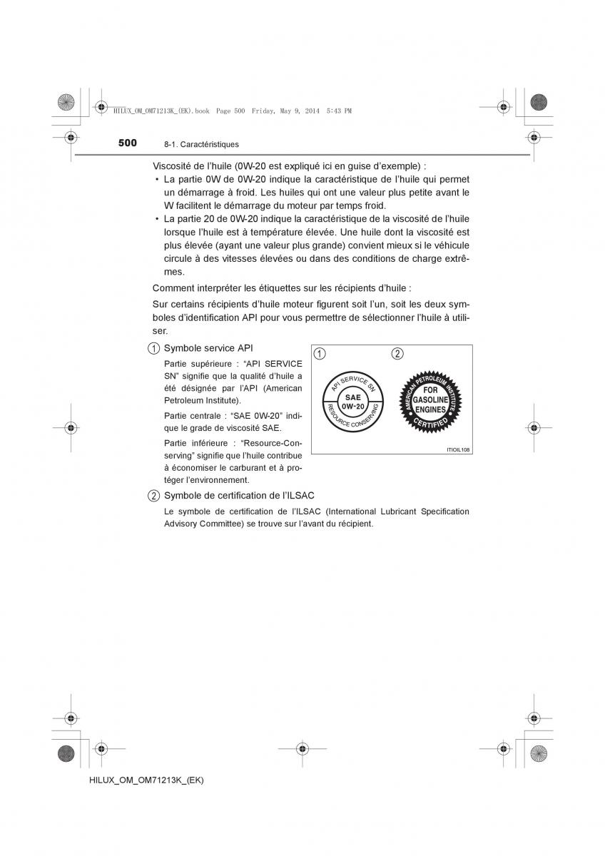 Toyota Hilux VII 7 manuel du proprietaire / page 500