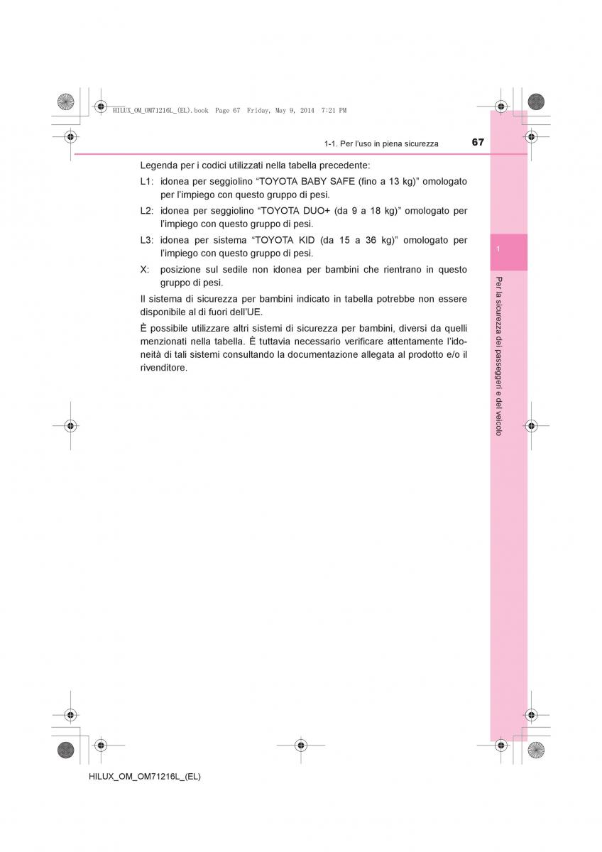 Toyota Hilux VII 7 manuale del proprietario / page 67