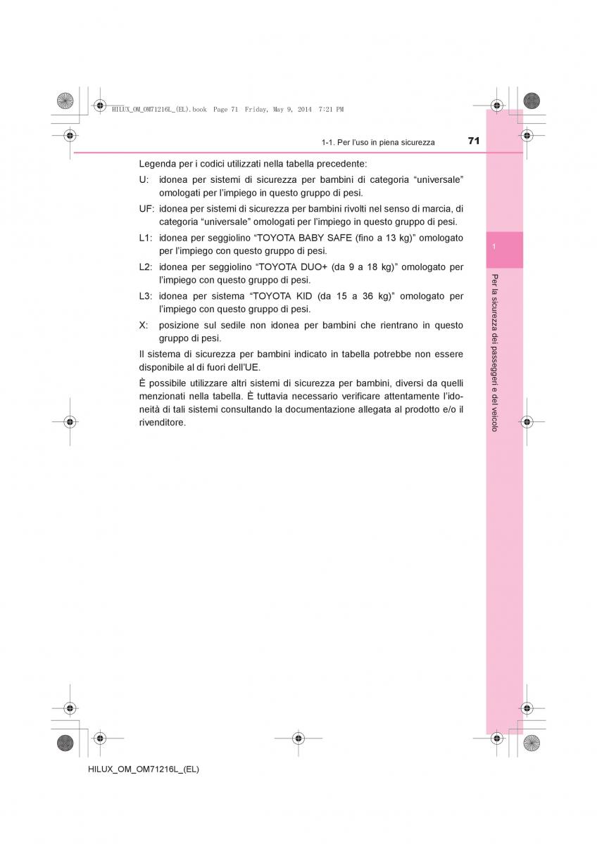 Toyota Hilux VII 7 manuale del proprietario / page 71