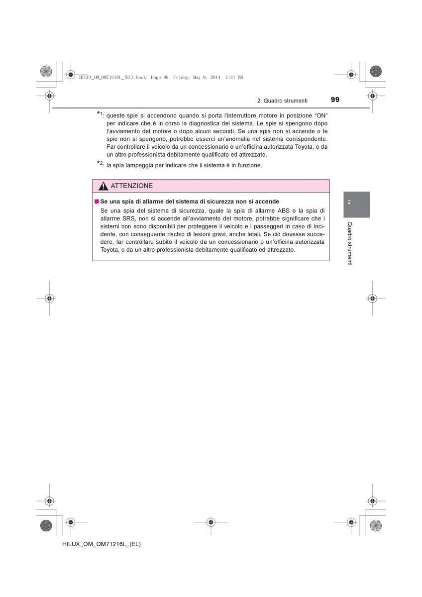 Toyota Hilux VII 7 manuale del proprietario / page 99