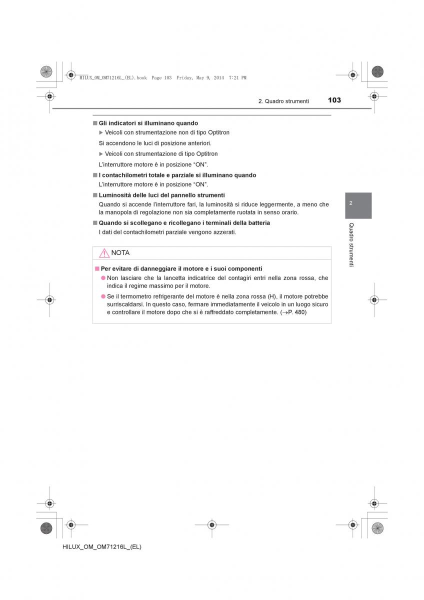 Toyota Hilux VII 7 manuale del proprietario / page 103