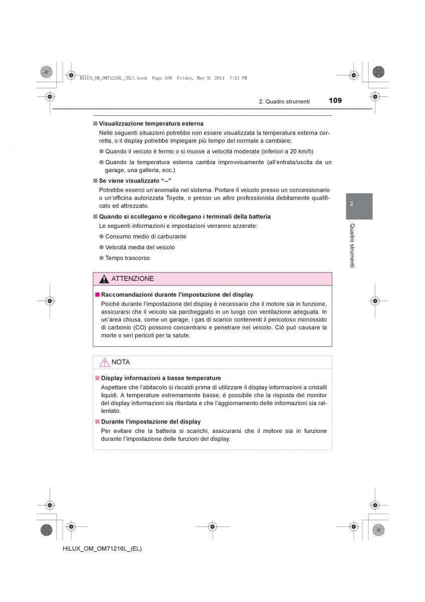 Toyota Hilux VII 7 manuale del proprietario / page 109