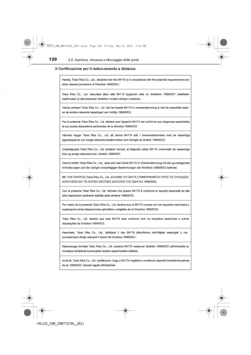 Toyota Hilux VII 7 manuale del proprietario / page 120