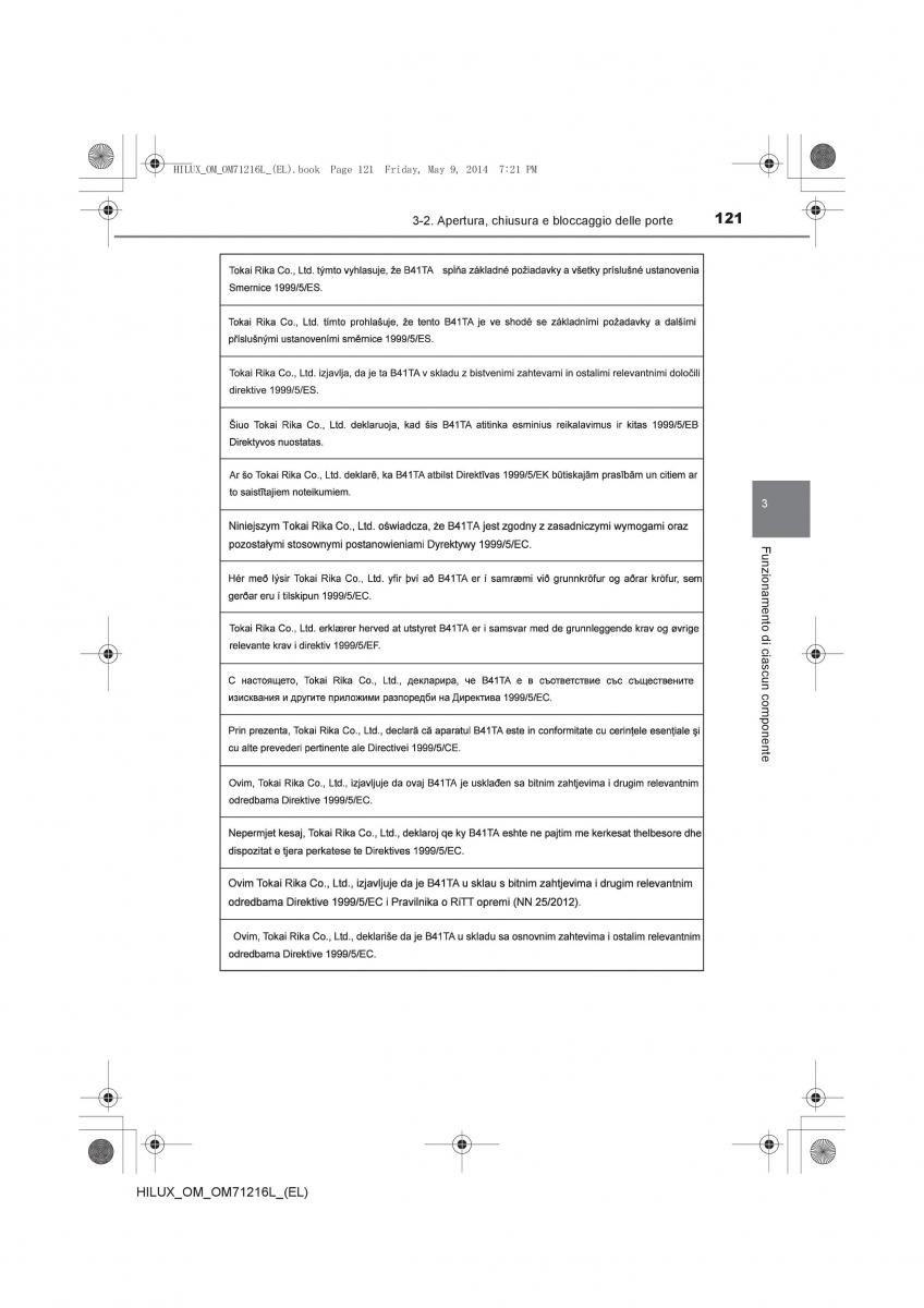 Toyota Hilux VII 7 manuale del proprietario / page 121