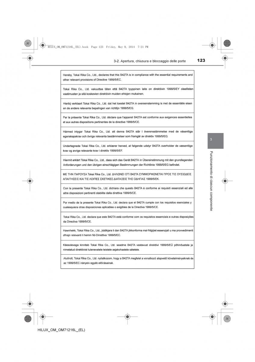 Toyota Hilux VII 7 manuale del proprietario / page 123