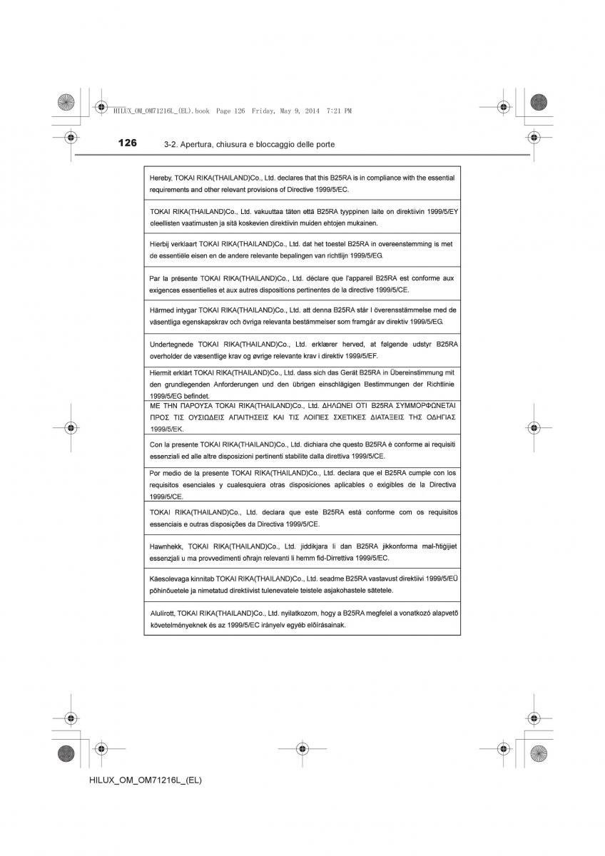 Toyota Hilux VII 7 manuale del proprietario / page 126