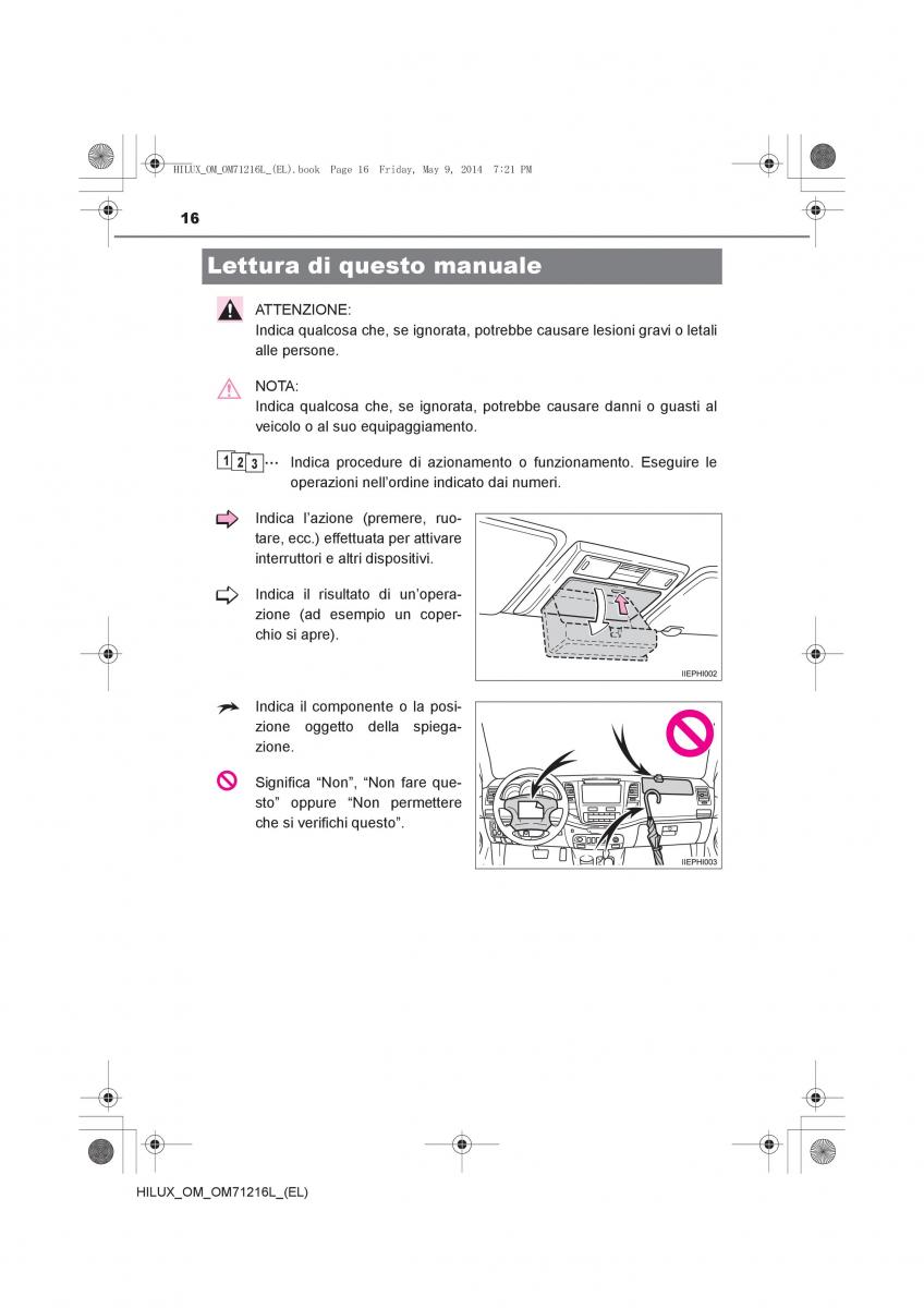 Toyota Hilux VII 7 manuale del proprietario / page 16