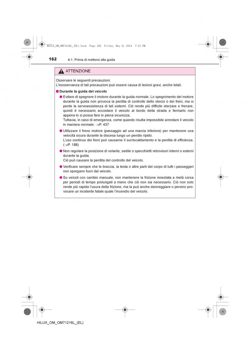 Toyota Hilux VII 7 manuale del proprietario / page 162