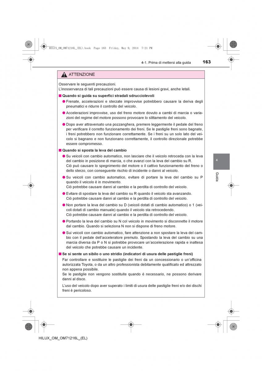 Toyota Hilux VII 7 manuale del proprietario / page 163