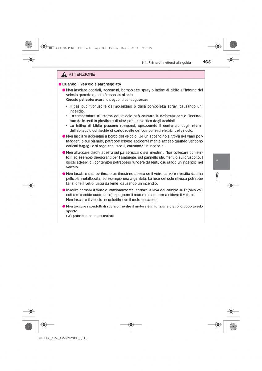 Toyota Hilux VII 7 manuale del proprietario / page 165