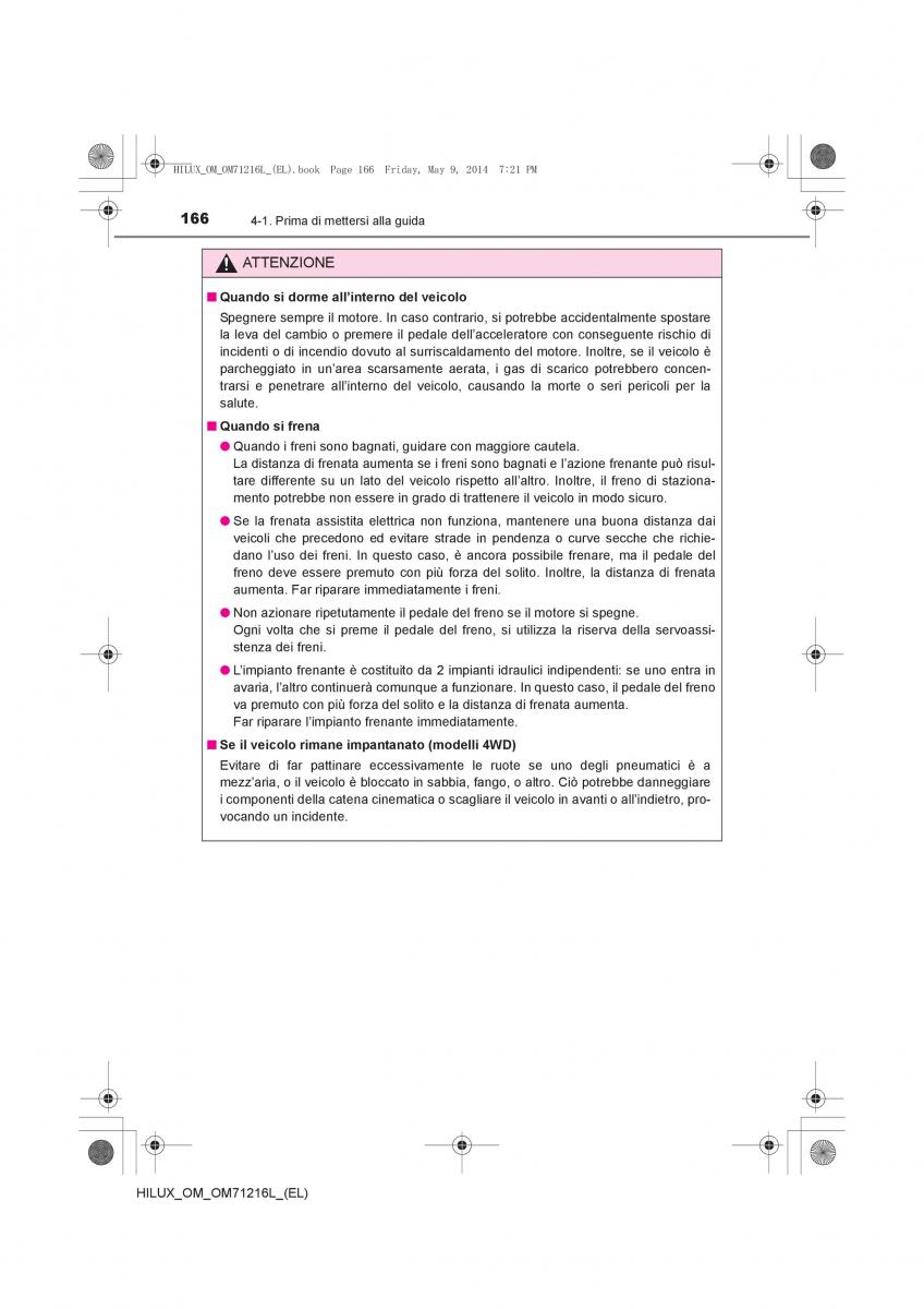 Toyota Hilux VII 7 manuale del proprietario / page 166