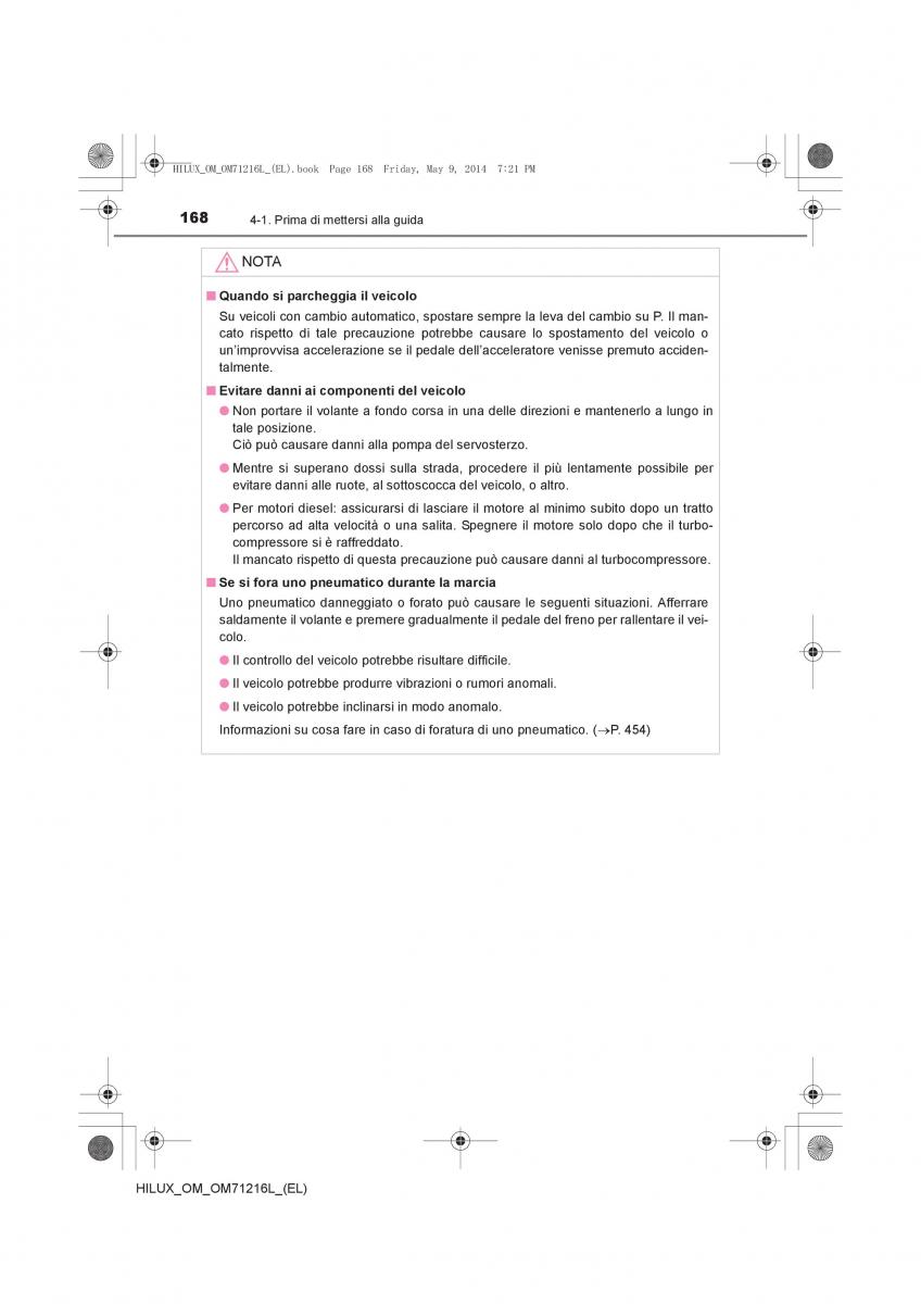 Toyota Hilux VII 7 manuale del proprietario / page 168