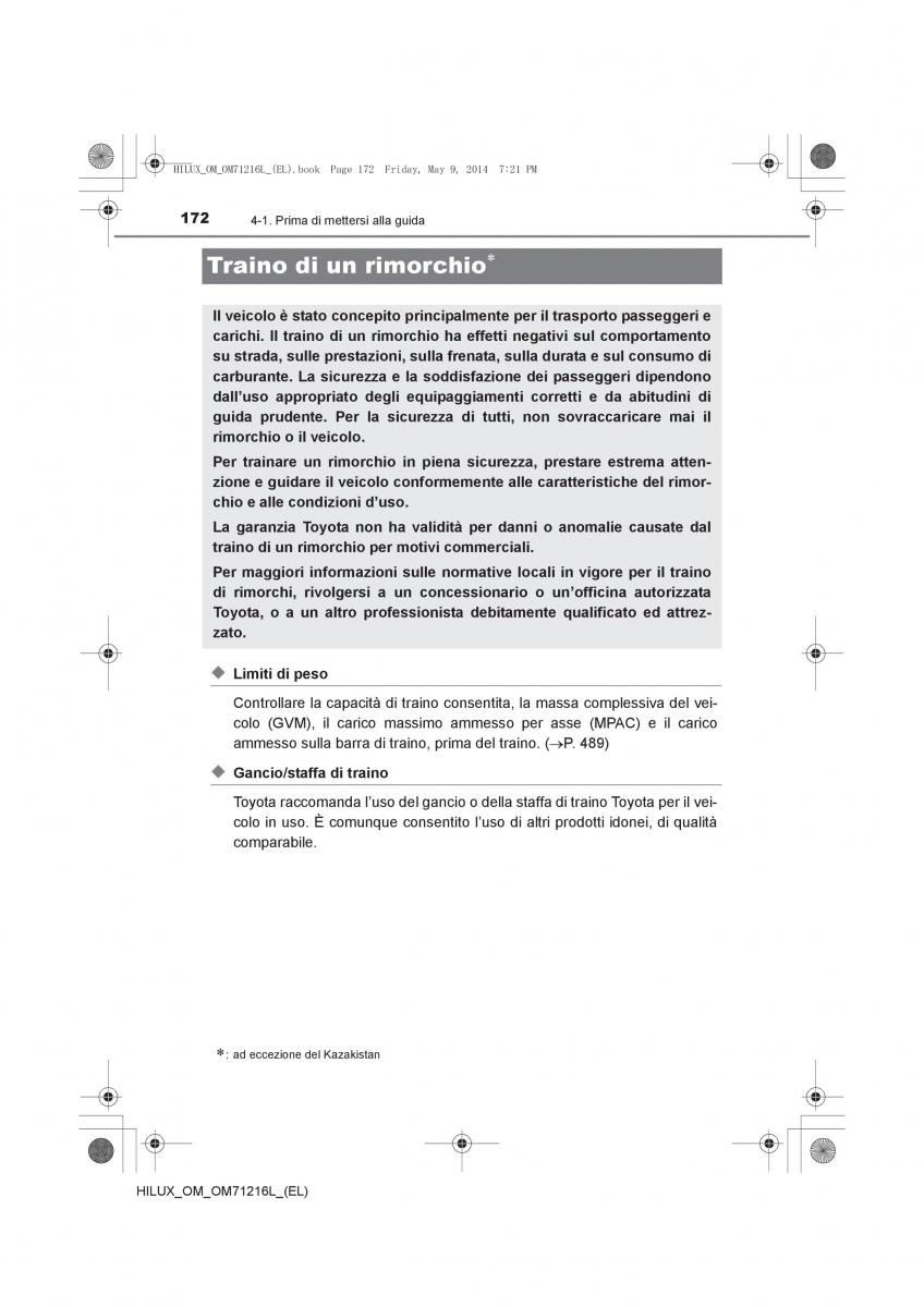 Toyota Hilux VII 7 manuale del proprietario / page 172