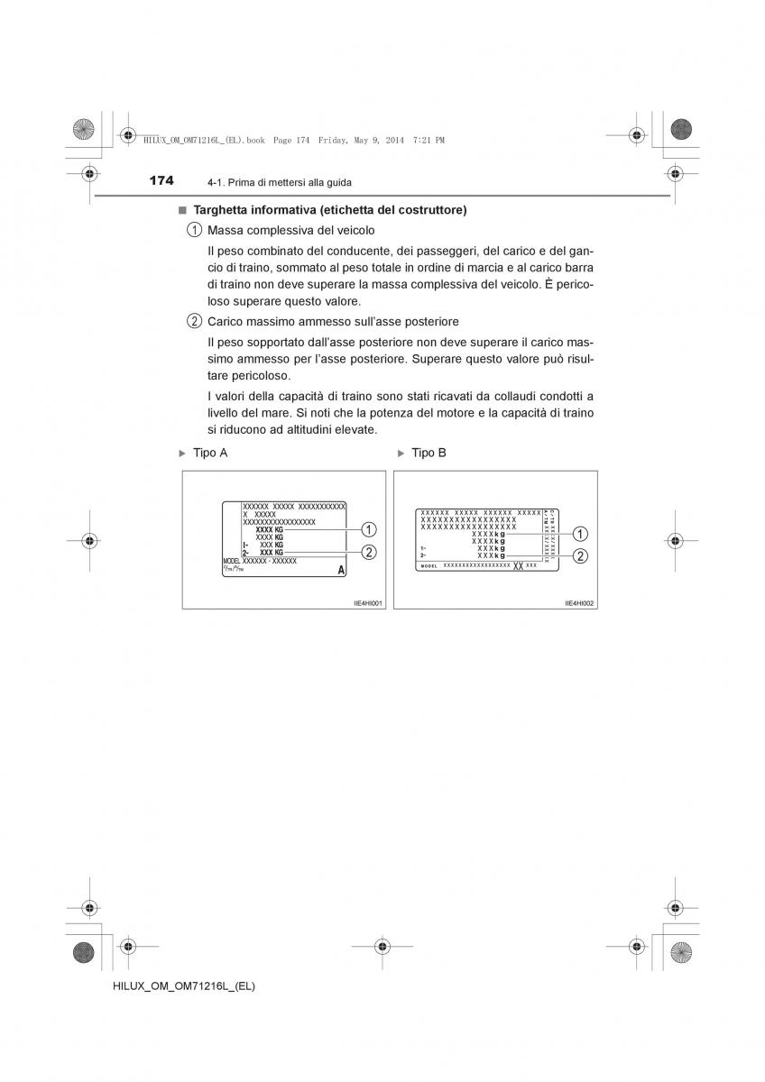 Toyota Hilux VII 7 manuale del proprietario / page 174