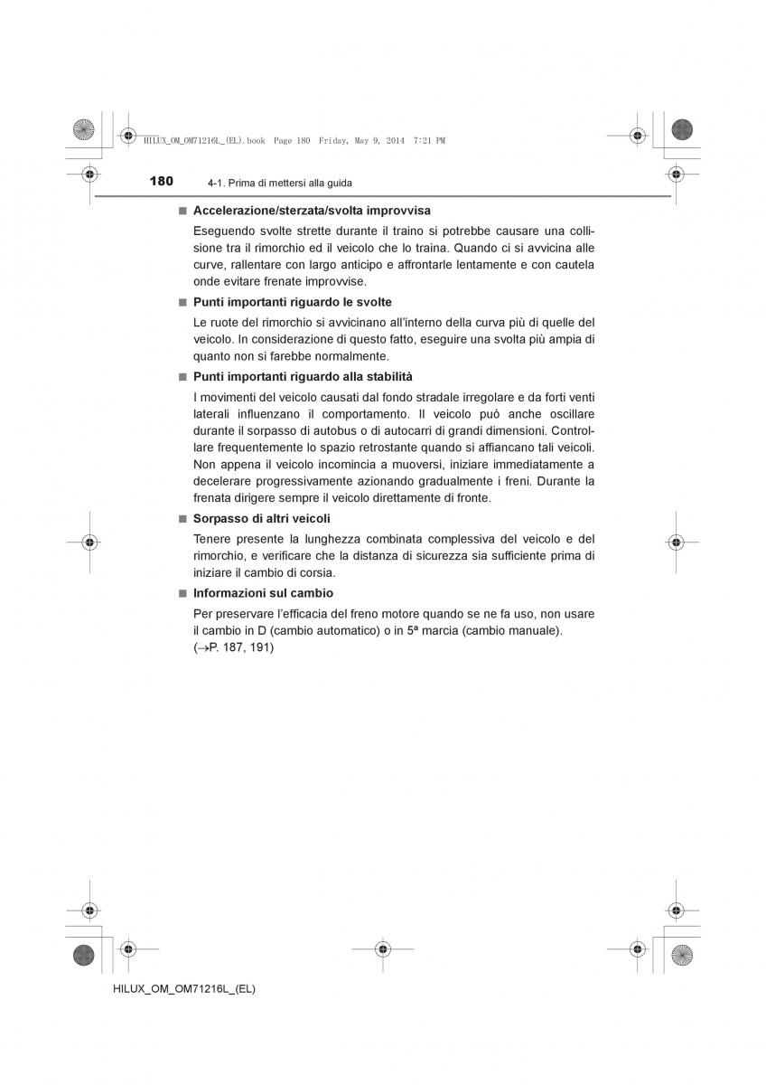 Toyota Hilux VII 7 manuale del proprietario / page 180