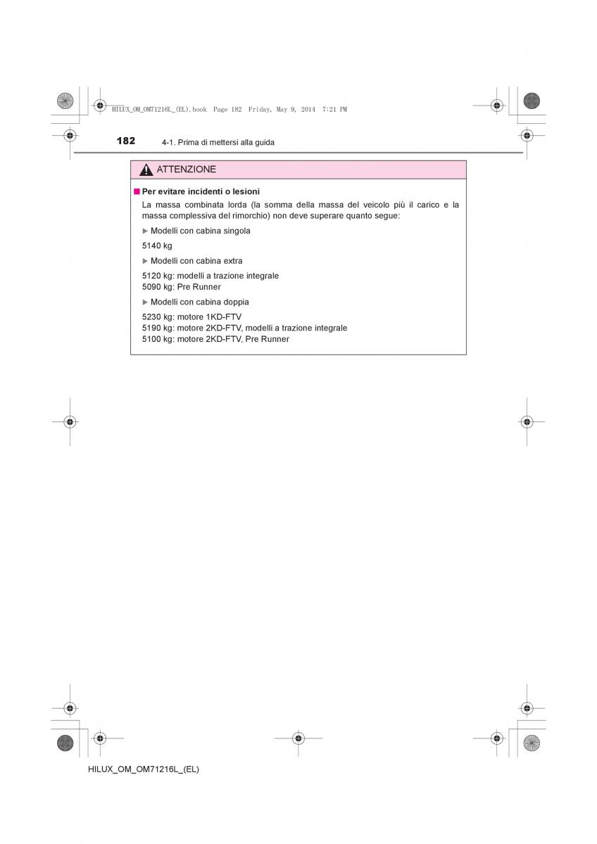 Toyota Hilux VII 7 manuale del proprietario / page 182