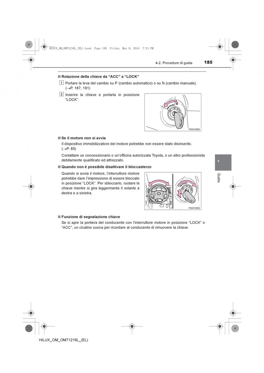 Toyota Hilux VII 7 manuale del proprietario / page 185