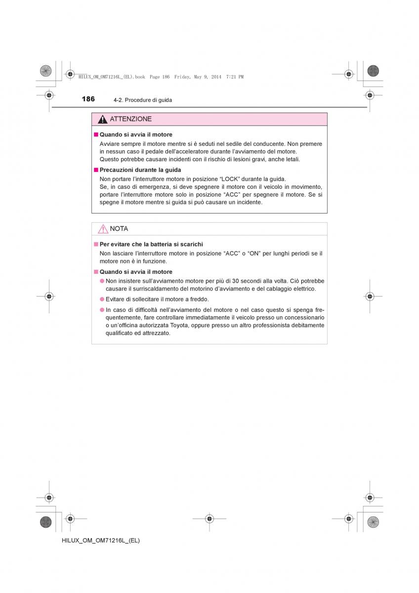 Toyota Hilux VII 7 manuale del proprietario / page 186
