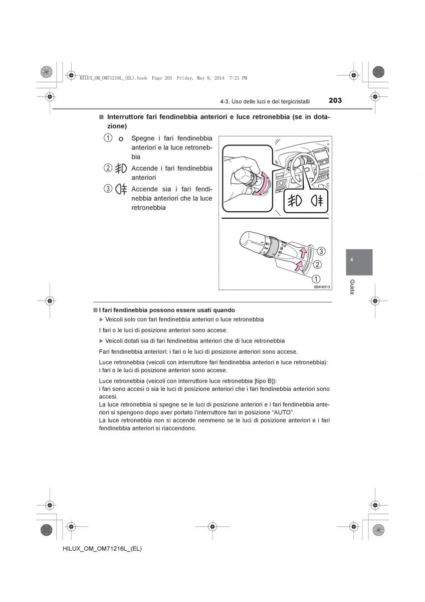 Toyota Hilux VII 7 manuale del proprietario / page 203