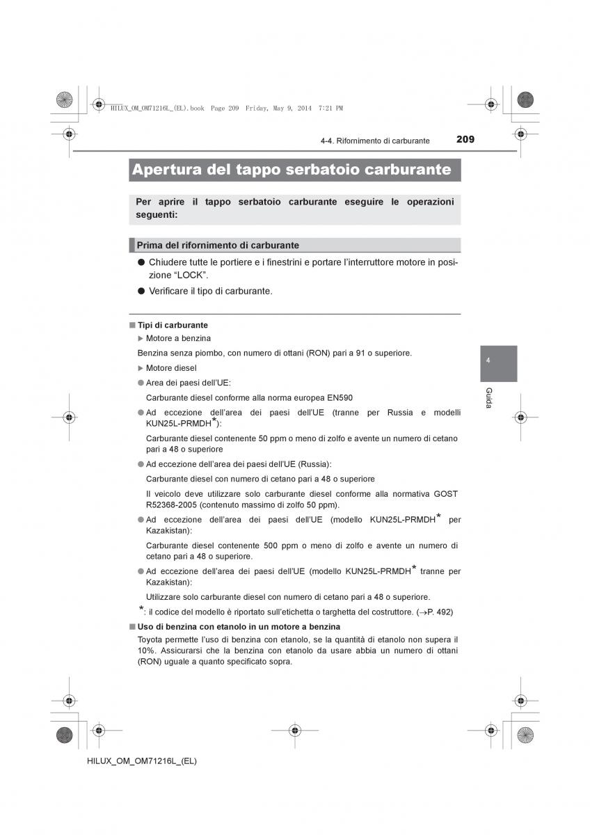 Toyota Hilux VII 7 manuale del proprietario / page 209