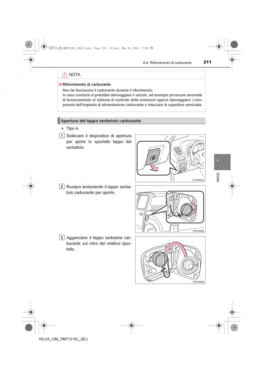 Toyota Hilux VII 7 manuale del proprietario / page 211