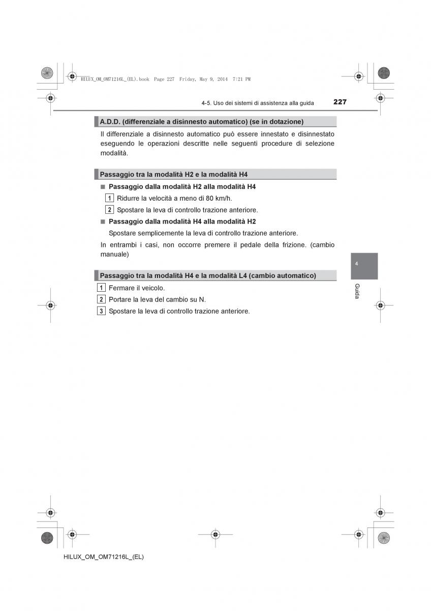 Toyota Hilux VII 7 manuale del proprietario / page 227