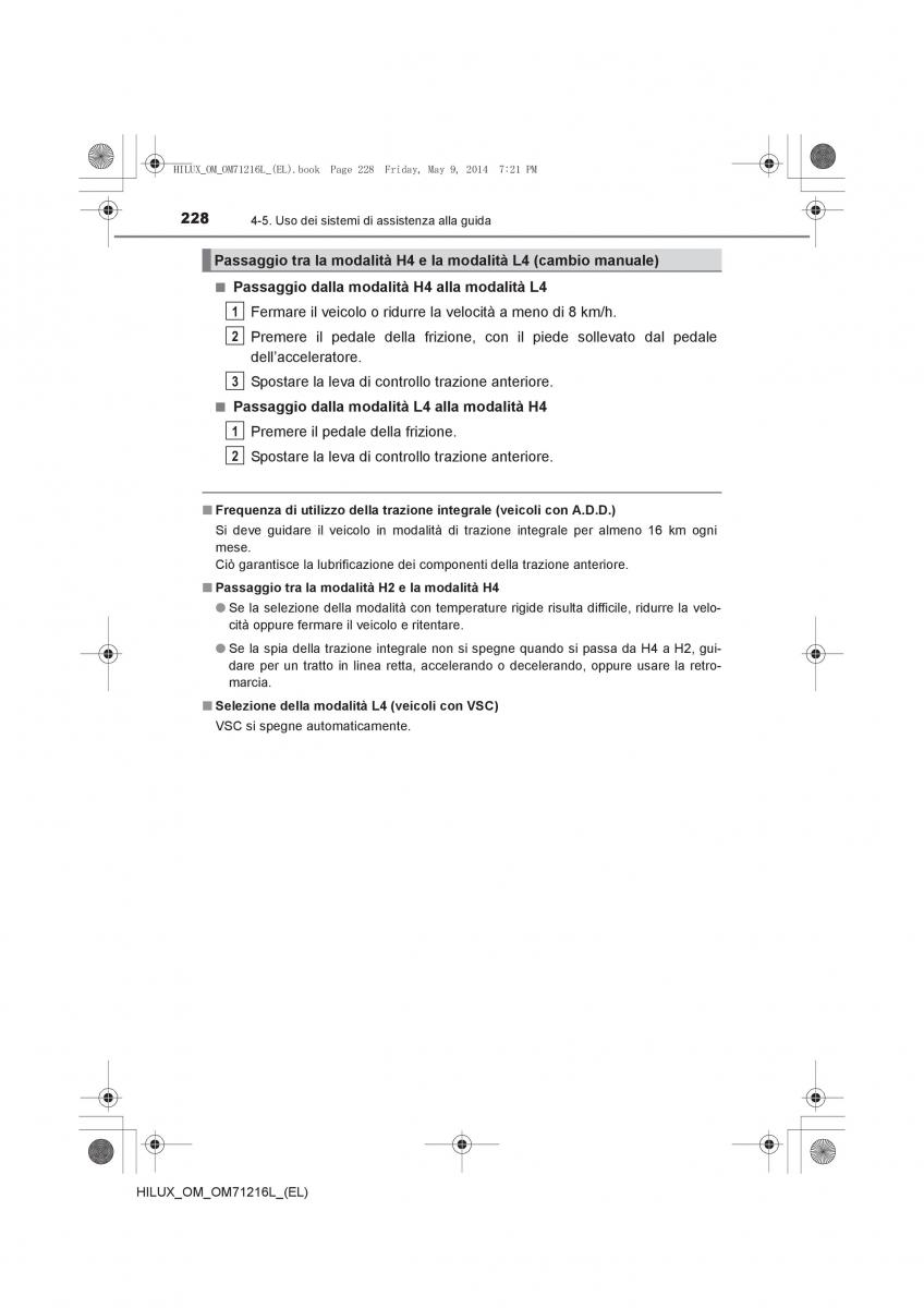 Toyota Hilux VII 7 manuale del proprietario / page 228