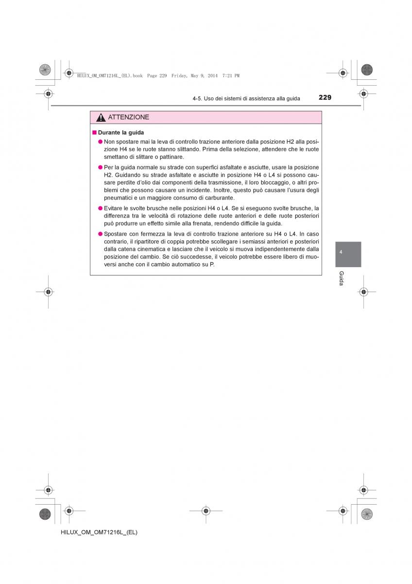 Toyota Hilux VII 7 manuale del proprietario / page 229