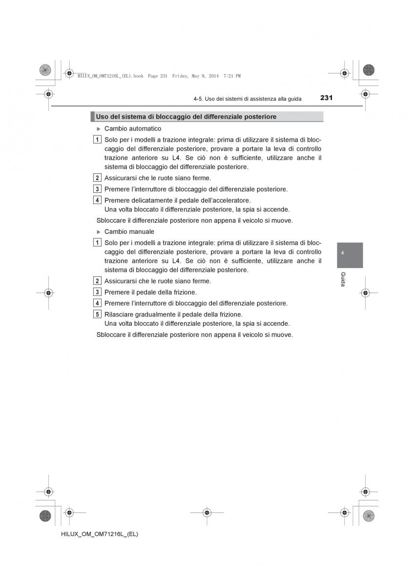 Toyota Hilux VII 7 manuale del proprietario / page 231