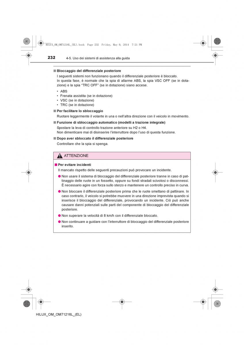 Toyota Hilux VII 7 manuale del proprietario / page 232