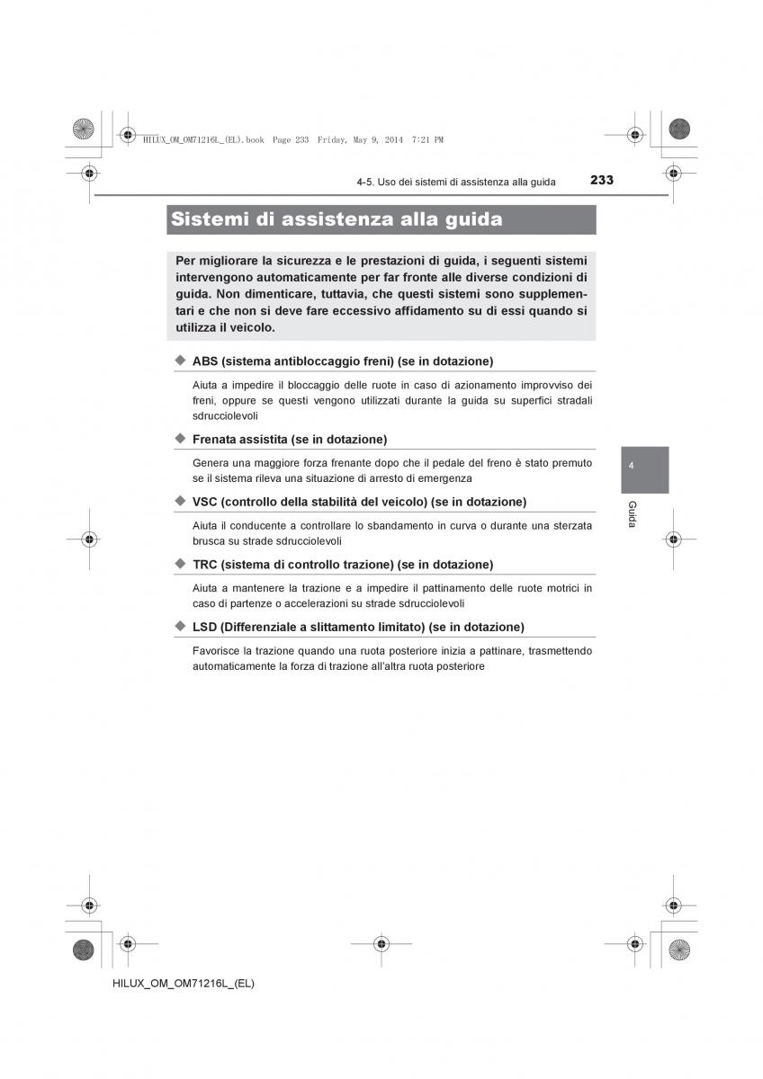 Toyota Hilux VII 7 manuale del proprietario / page 233