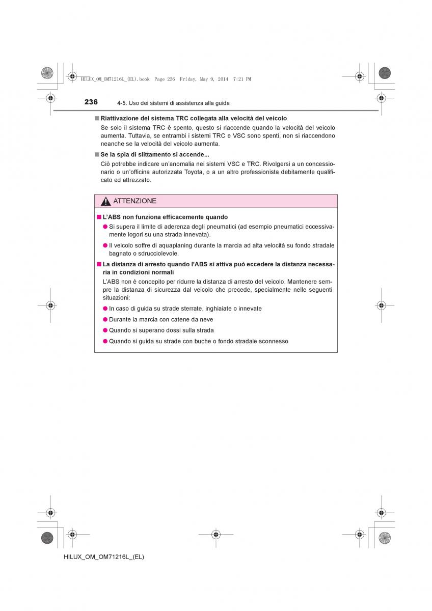 Toyota Hilux VII 7 manuale del proprietario / page 236