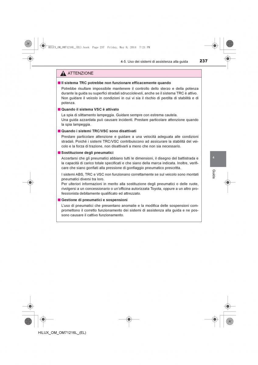 Toyota Hilux VII 7 manuale del proprietario / page 237