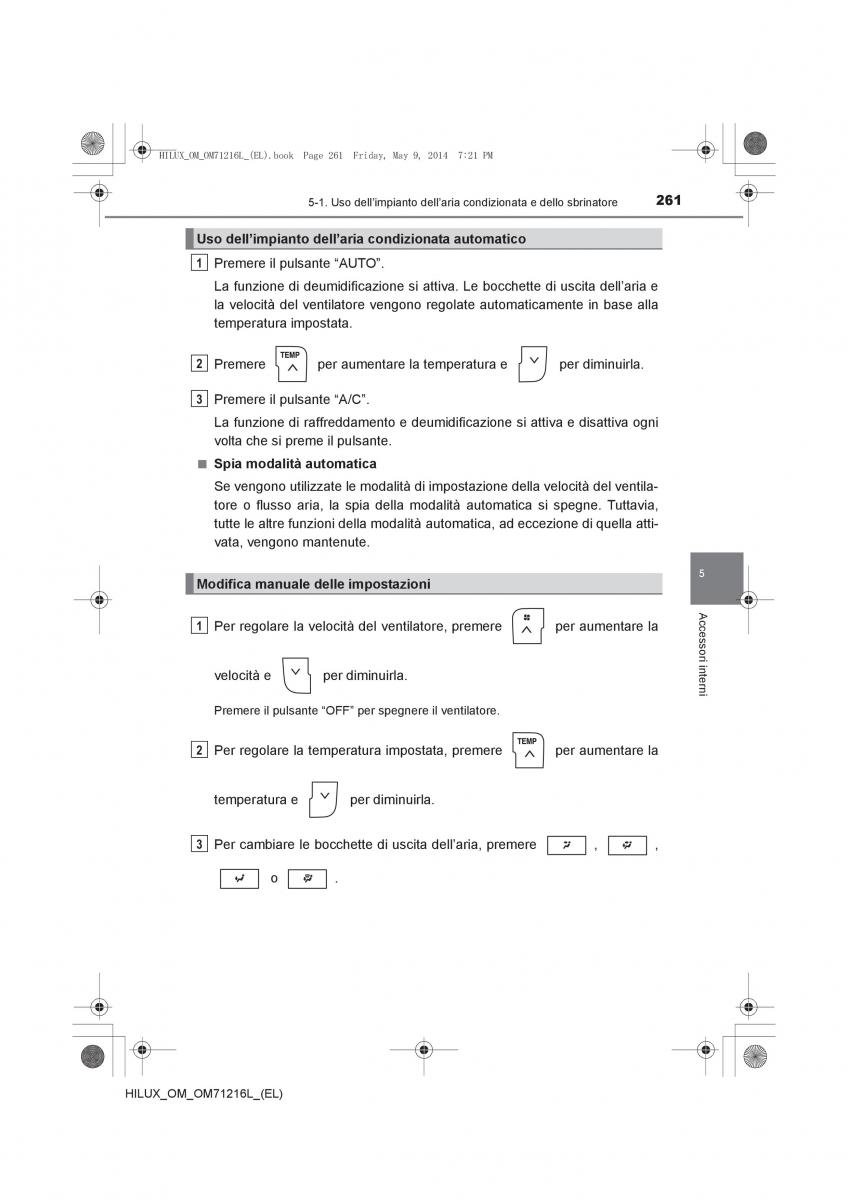 Toyota Hilux VII 7 manuale del proprietario / page 261