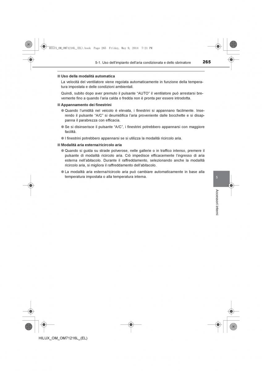 Toyota Hilux VII 7 manuale del proprietario / page 265