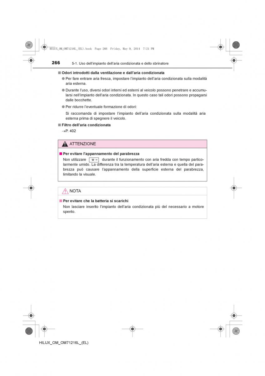 Toyota Hilux VII 7 manuale del proprietario / page 266