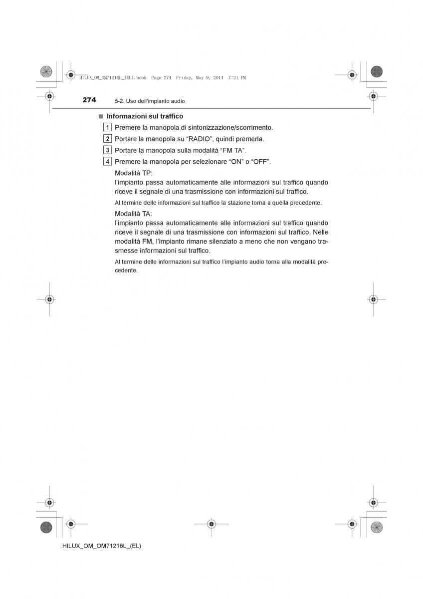 Toyota Hilux VII 7 manuale del proprietario / page 274