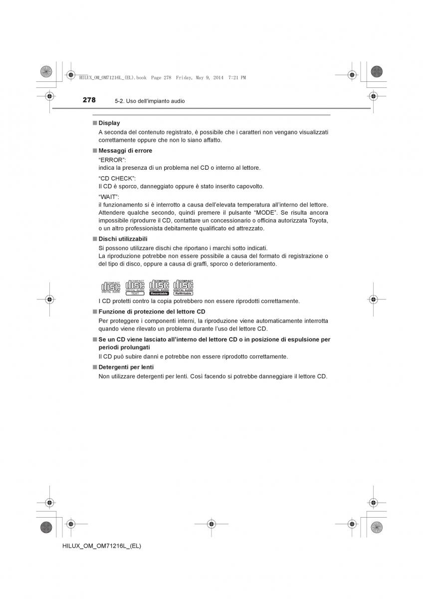 Toyota Hilux VII 7 manuale del proprietario / page 278