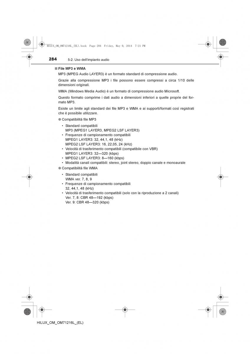 Toyota Hilux VII 7 manuale del proprietario / page 284