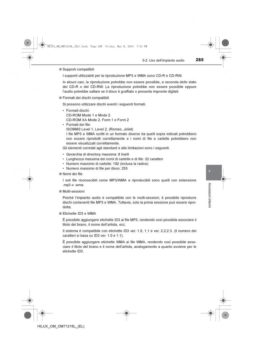 Toyota Hilux VII 7 manuale del proprietario / page 285